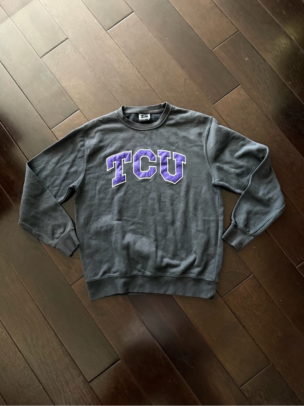 TCU Horn Frogs Womens Crewneck Sweatshirt Dark Gray Small Football